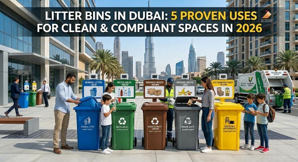litter bins in Dubai - Valuer UAE outdoor public space litter bin supplier