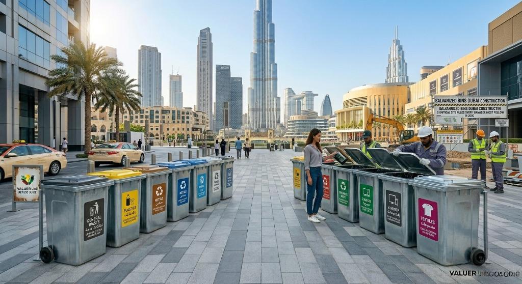 galvanized metallic bins in Dubai - Valuer UAE 1.1 CBM 2.5 CBM 4.5 CBM waste bin supplier