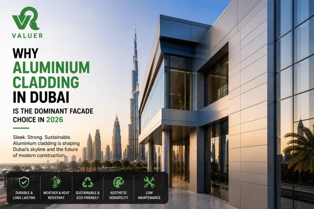 aluminium cladding in Dubai - Valuer UAE ACP solid aluminium facade cladding supplier installer
