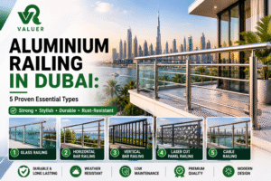 aluminium railing in Dubai - Valuer UAE glass aluminium balcony staircase railing supplier