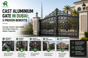 cast aluminium gate in Dubai - Valuer UAE ornate decorative villa entrance gate supplier installer