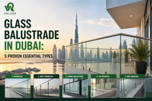 glass balustrade in Dubai - Valuer UAE frameless pool staircase balcony glass balustrade supplier