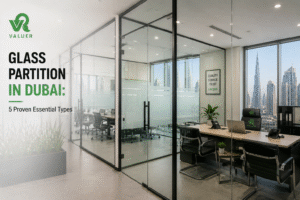 glass partition in Dubai - Valuer UAE frameless acoustic frosted sliding office glass partition supplier