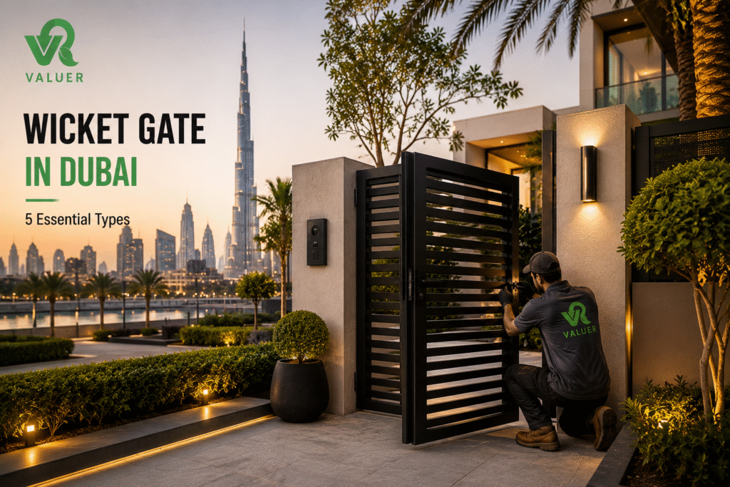 wicket gate in Dubai - Valuer UAE aluminium pedestrian wicket gate supplier installer