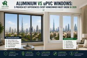 aluminium vs uPVC windows comparison 2026 - Valuer UAE window material guide UAE homes