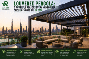 louvered pergola 2026 - Valuer UAE motorized aluminium adjustable pergola UAE outdoor living