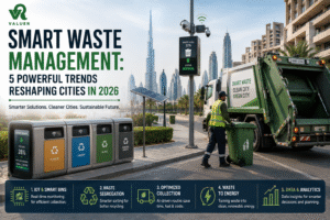smart waste management 2026 - AI IoT sensors bins UAE sustainable cities