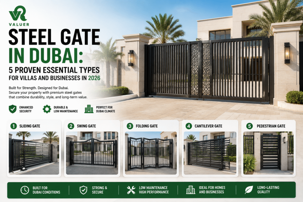 steel gate in Dubai - Valuer UAE mild steel decorative stainless security automated gate supplier