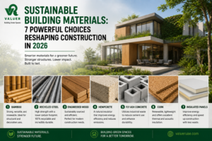sustainable building materials 2026 - WPC aluminium recycled steel UAE green construction guide
