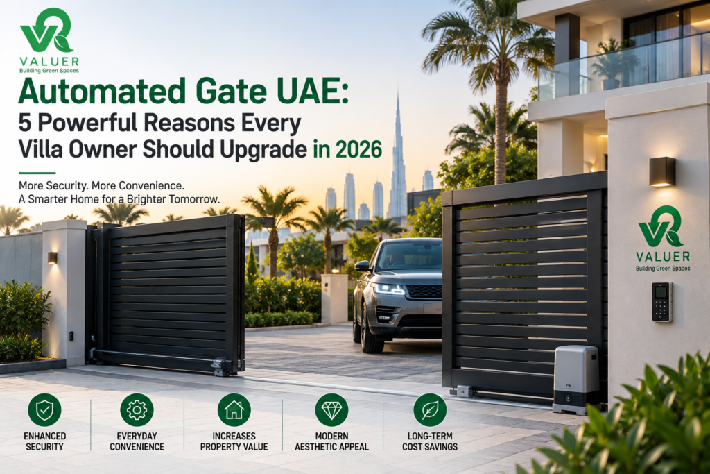 automated gate UAE 2026 - Valuer UAE smart aluminium steel automated villa gate installation guide