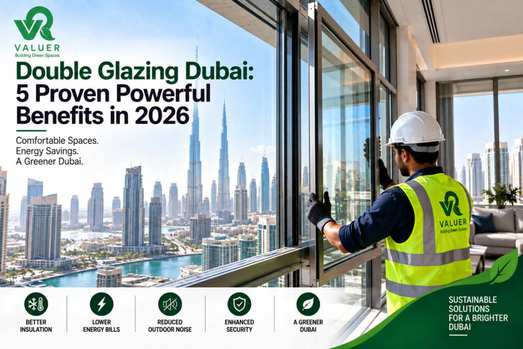 double glazing Dubai 2026 - Valuer UAE thermally broken aluminium double glazed Low-E window installation UAE