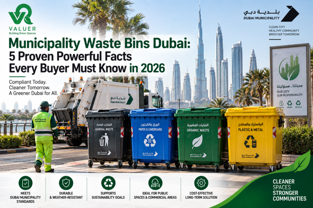 municipality waste bins Dubai 2026 - Valuer UAE galvanized metallic bins DIN standard supplier UAE