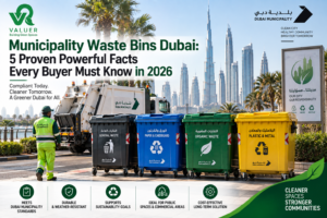 municipality waste bins Dubai 2026 - Valuer UAE galvanized metallic bins DIN standard supplier UAE