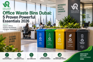 office waste bins Dubai 2026 - Valuer UAE yellow plastic refuse bins galvanized bins litter bins compliance guide