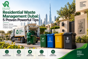 residential waste management Dubai 2026 - Valuer UAE galvanized bins plastic refuse bins litter bins property manager guide