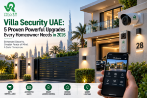 villa security UAE 2026 - Valuer UAE automated gate perimeter fencing access control smart home security guide