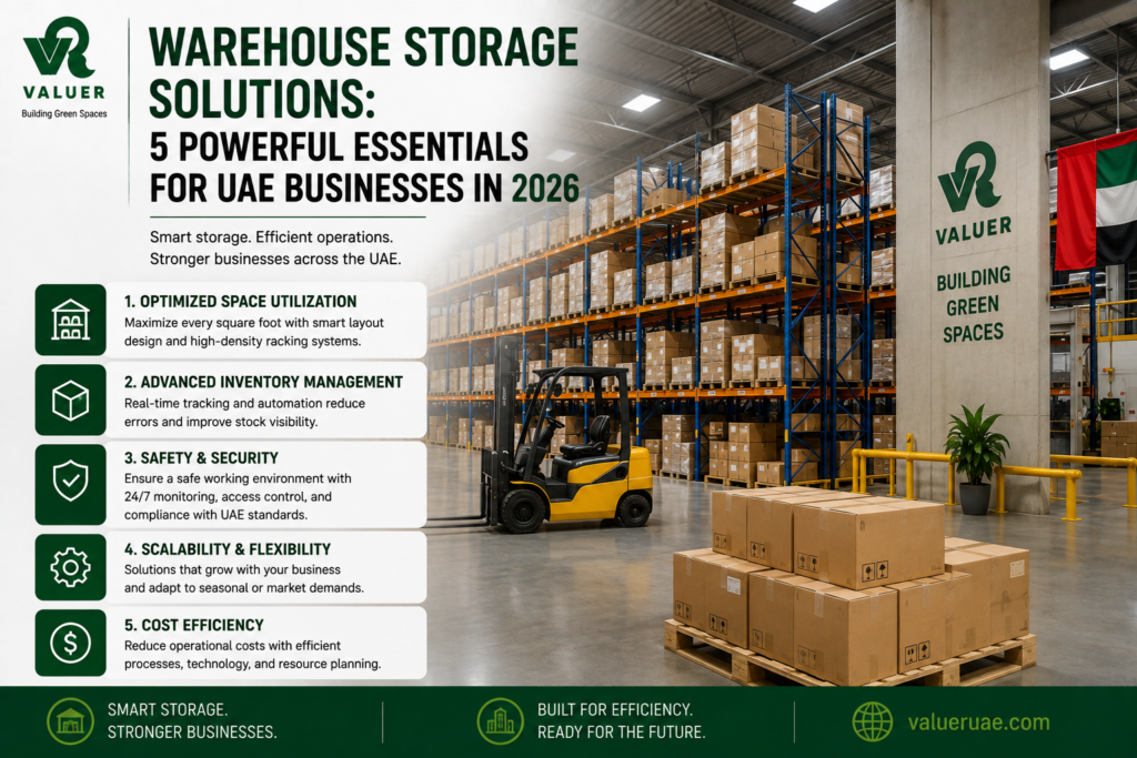 warehouse storage solutions 2026 - Valuer UAE pallets crate boxes cartons logistics UAE