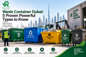 waste container Dubai 2026 - Valuer UAE galvanized metallic bins plastic refuse bins metallic skips litter bins guide
