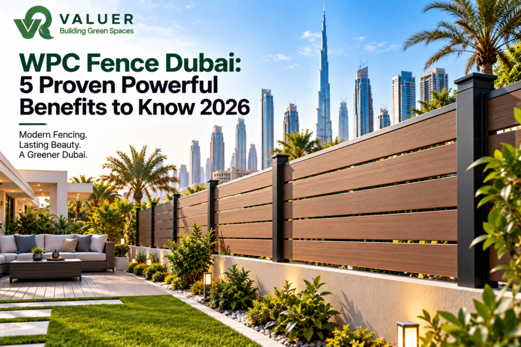 WPC fence Dubai 2026 - Valuer UAE wood plastic composite garden boundary privacy fence villa UAE