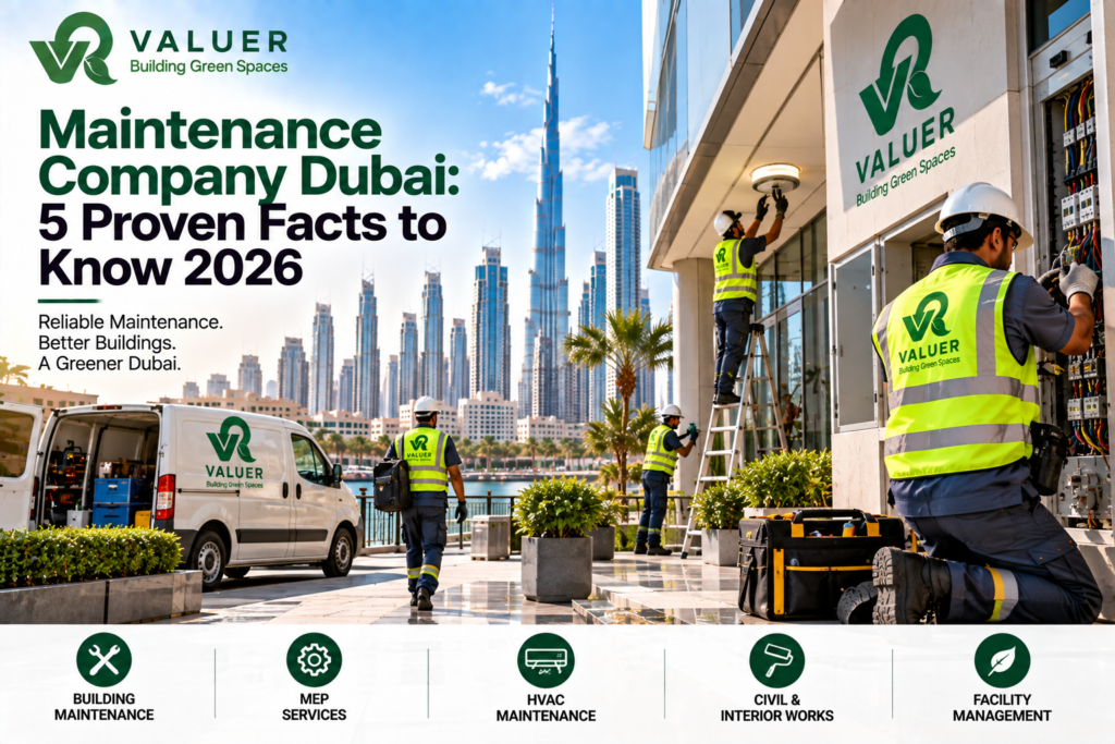 maintenance company Dubai 2026 - Valuer UAE aluminium glass WPC waste management technical maintenance UAE