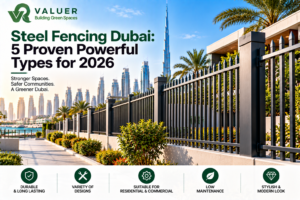steel fencing Dubai 2026 - Valuer UAE mild steel galvanized decorative anti-climb stainless steel fence UAE