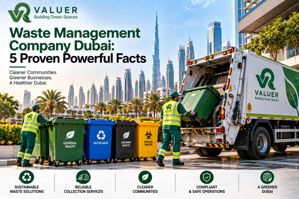waste management company Dubai 2026 - Valuer UAE galvanized bins plastic refuse skips litter bins waste infrastructure guide